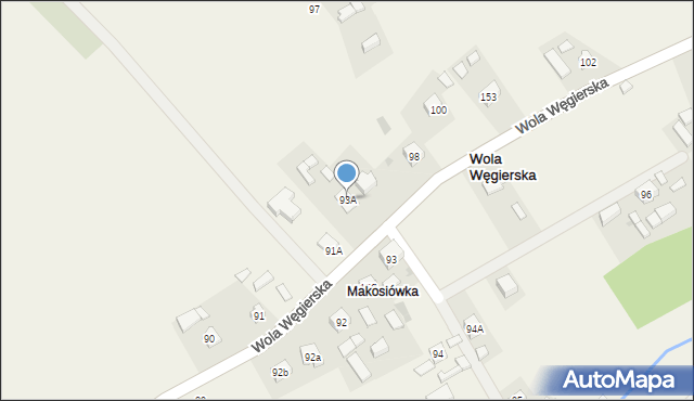 Wola Węgierska, Wola Węgierska, 93A, mapa Wola Węgierska