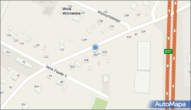 Wola Worowska, Wola Worowska, 90C, mapa Wola Worowska
