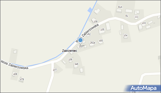 Wola Zabierzowska, Wola Zabierzowska, 233, mapa Wola Zabierzowska