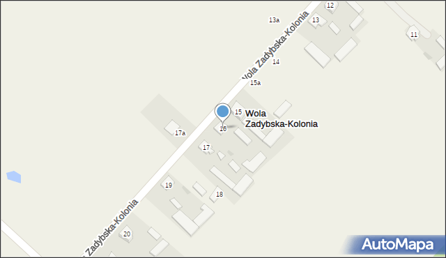 Wola Zadybska-Kolonia, Wola Zadybska-Kolonia, 16, mapa Wola Zadybska-Kolonia