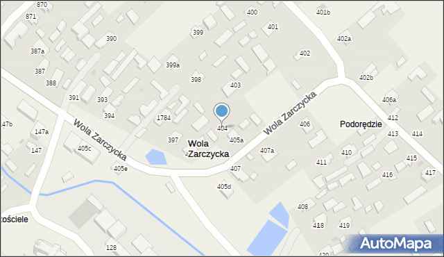 Wola Zarczycka, Wola Zarczycka, 404, mapa Wola Zarczycka