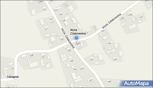 Wola Zdakowska, Wola Zdakowska, 132, mapa Wola Zdakowska