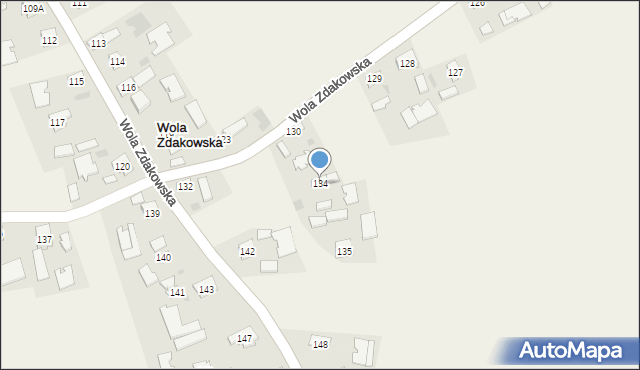 Wola Zdakowska, Wola Zdakowska, 134, mapa Wola Zdakowska