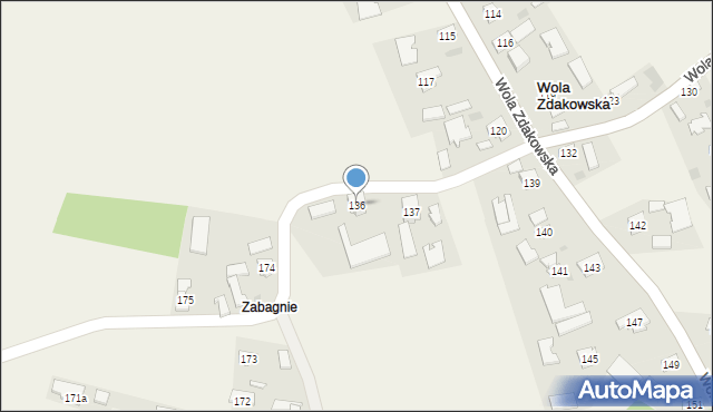 Wola Zdakowska, Wola Zdakowska, 136, mapa Wola Zdakowska