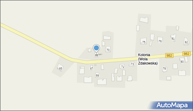 Wola Zdakowska, Wola Zdakowska, 68, mapa Wola Zdakowska