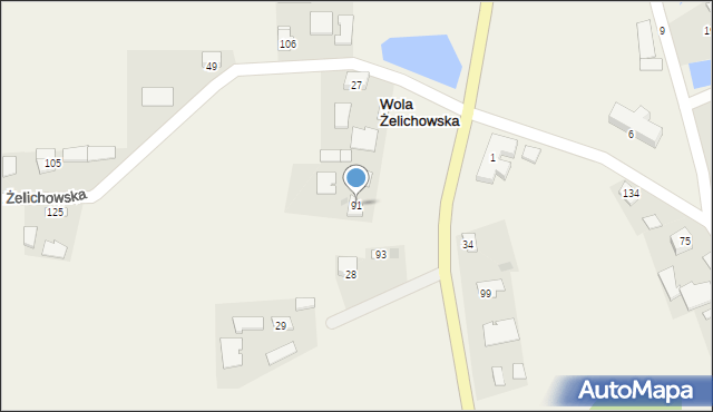 Wola Żelichowska, Wola Żelichowska, 91, mapa Wola Żelichowska