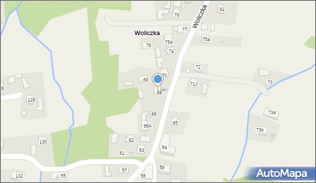 Woliczka, Woliczka, 68A, mapa Woliczka