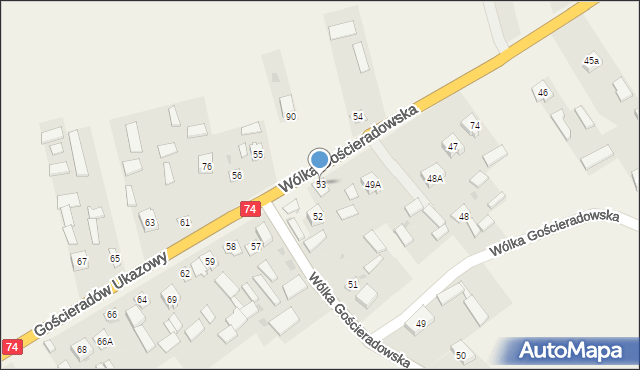 Wólka Gościeradowska, Wólka Gościeradowska, 53, mapa Wólka Gościeradowska