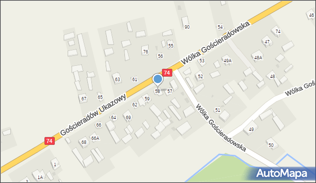 Wólka Gościeradowska, Wólka Gościeradowska, 58, mapa Wólka Gościeradowska