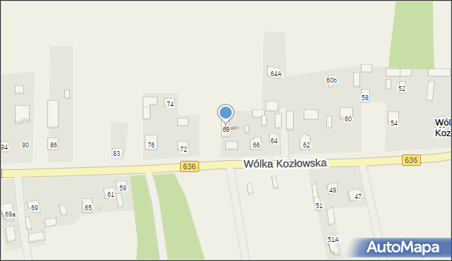 Wólka Kozłowska, Wólka Kozłowska, 68, mapa Wólka Kozłowska