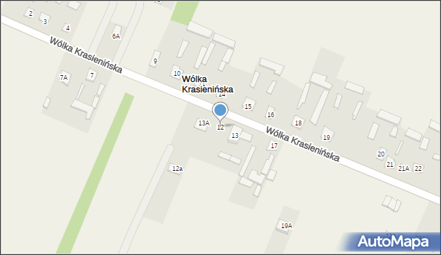 Wólka Krasienińska, Wólka Krasienińska, 12, mapa Wólka Krasienińska