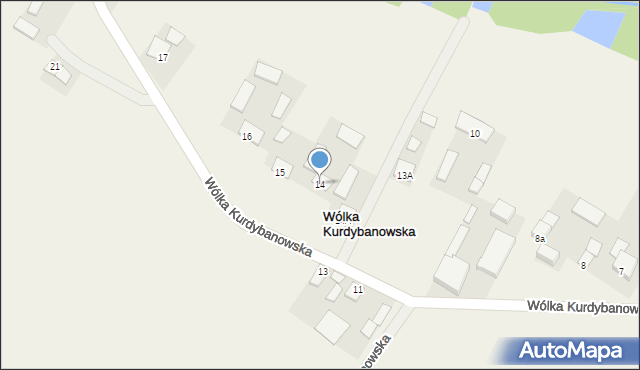Wólka Kurdybanowska, Wólka Kurdybanowska, 14, mapa Wólka Kurdybanowska