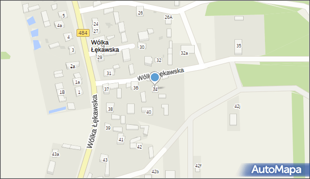 Wólka Łękawska, Wólka Łękawska, 34, mapa Wólka Łękawska