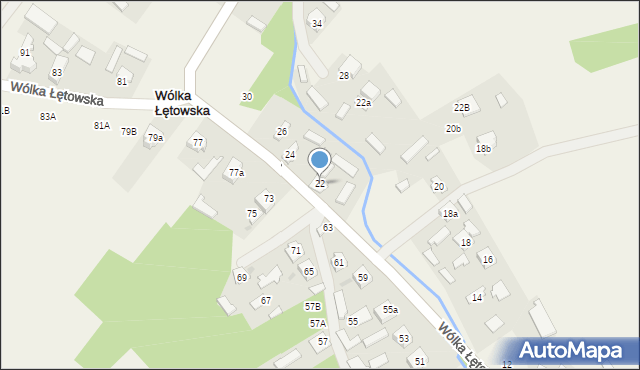 Wólka Łętowska, Wólka Łętowska, 22, mapa Wólka Łętowska