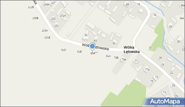 Wólka Łętowska, Wólka Łętowska, 83A, mapa Wólka Łętowska