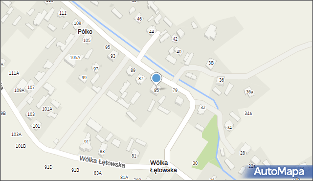 Wólka Łętowska, Wólka Łętowska, 85, mapa Wólka Łętowska