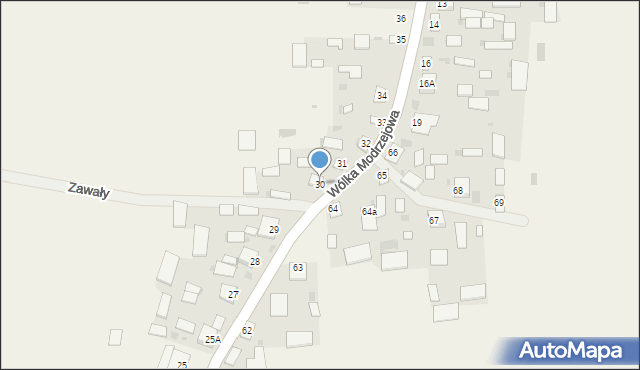 Wólka Modrzejowa, Wólka Modrzejowa, 30, mapa Wólka Modrzejowa