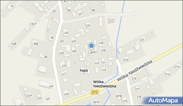 Wólka Niedźwiedzka, Wólka Niedźwiedzka, 107, mapa Wólka Niedźwiedzka