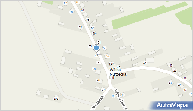 Wólka Nurzecka, Wólka Nurzecka, 49, mapa Wólka Nurzecka