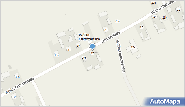 Wólka Ostrożeńska, Wólka Ostrożeńska, 27, mapa Wólka Ostrożeńska