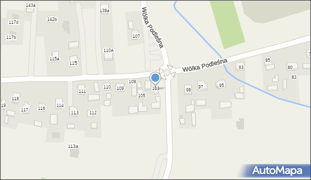 Wólka Podleśna, Wólka Podleśna, 1036w, mapa Wólka Podleśna