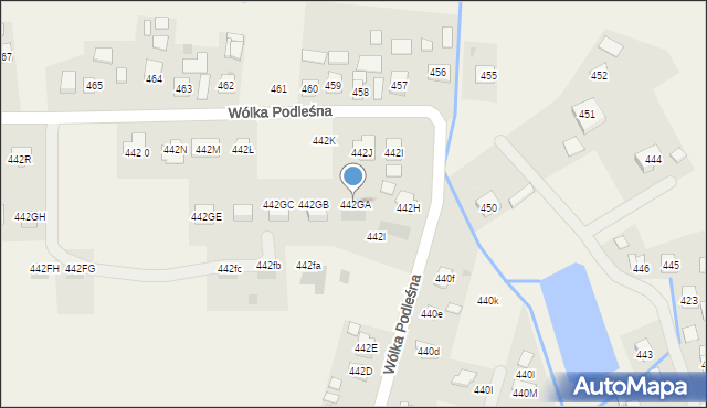 Wólka Podleśna, Wólka Podleśna, 442GA, mapa Wólka Podleśna