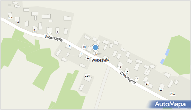 Wólka Tanewska, Wołoszyny, 12, mapa Wólka Tanewska