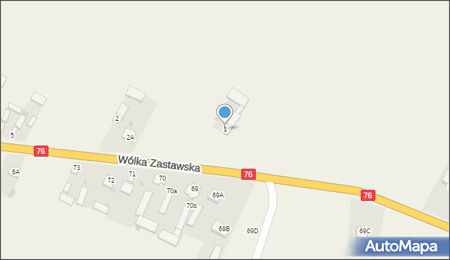Wólka Zastawska, Wólka Zastawska, 1, mapa Wólka Zastawska