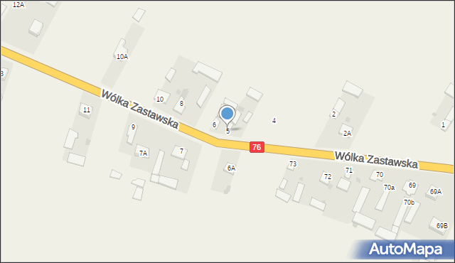 Wólka Zastawska, Wólka Zastawska, 5, mapa Wólka Zastawska