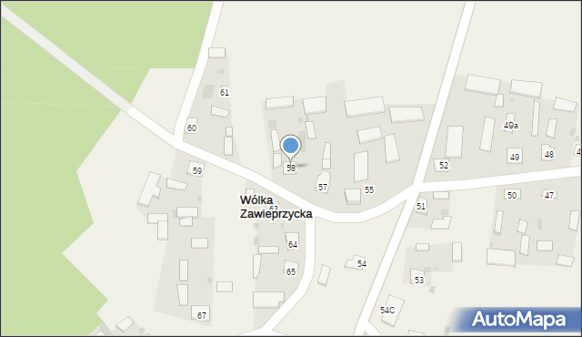 Wólka Zawieprzycka, Wólka Zawieprzycka, 58, mapa Wólka Zawieprzycka