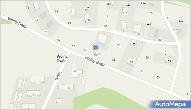 Wolny Dwór, Wolny Dwór, 63, mapa Wolny Dwór