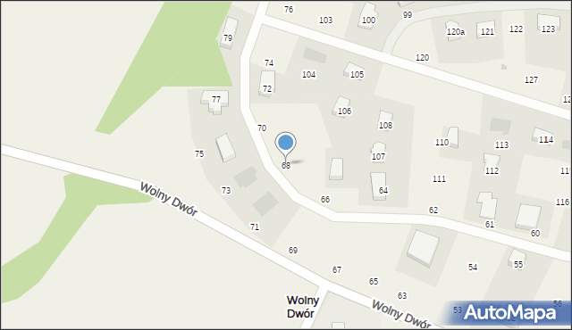 Wolny Dwór, Wolny Dwór, 68, mapa Wolny Dwór