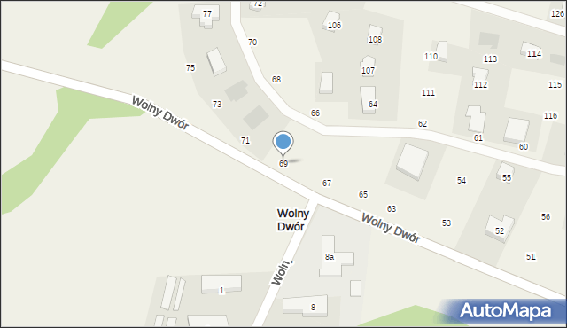 Wolny Dwór, Wolny Dwór, 69, mapa Wolny Dwór