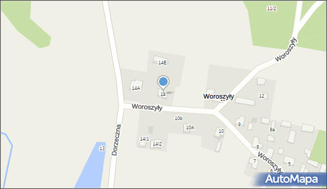 Woroszyły, Woroszyły, 14, mapa Woroszyły