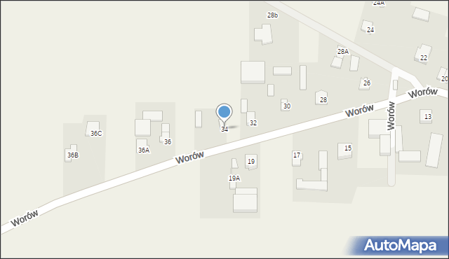 Worów, Worów, 34, mapa Worów