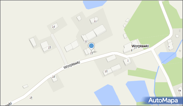 Worpławki, Worpławki, 13, mapa Worpławki