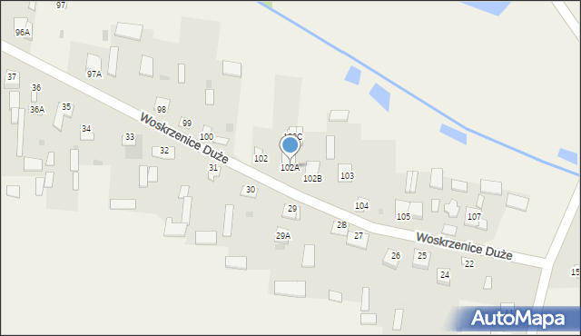 Woskrzenice Duże, Woskrzenice Duże, 102A, mapa Woskrzenice Duże