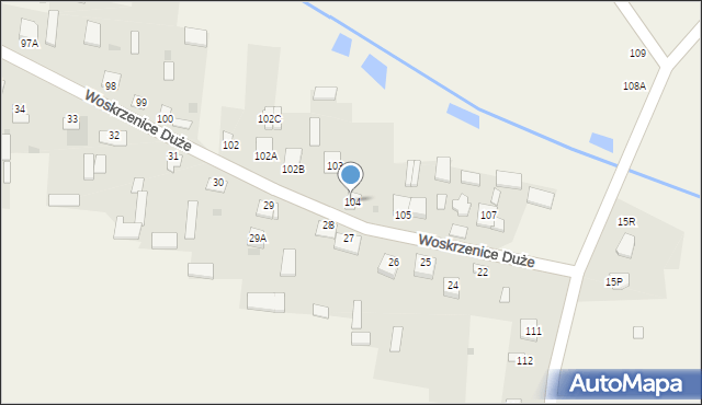 Woskrzenice Duże, Woskrzenice Duże, 104, mapa Woskrzenice Duże