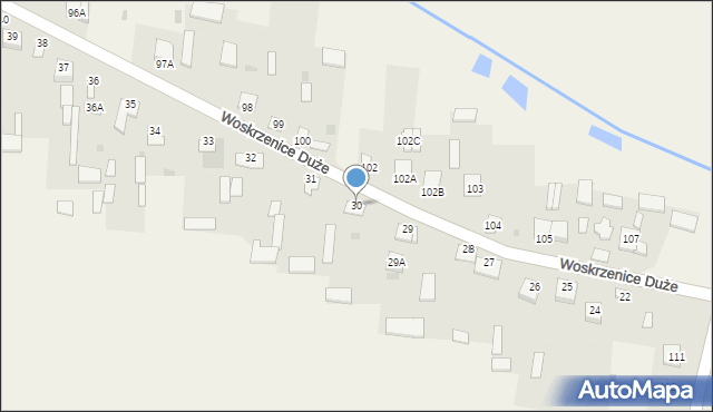 Woskrzenice Duże, Woskrzenice Duże, 30, mapa Woskrzenice Duże