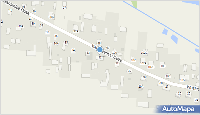 Woskrzenice Duże, Woskrzenice Duże, 32, mapa Woskrzenice Duże