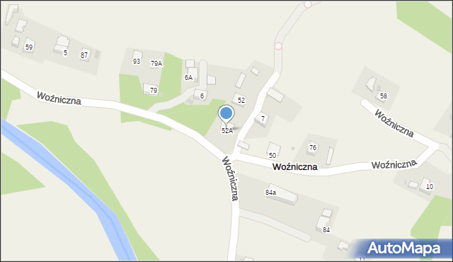 Woźniczna, Woźniczna, 52A, mapa Woźniczna