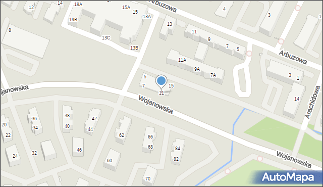 Wrocław, Wojanowska, 11, mapa Wrocławia