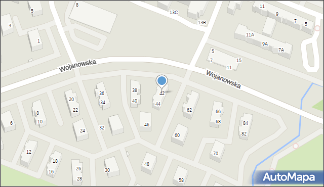 Wrocław, Wojanowska, 42, mapa Wrocławia