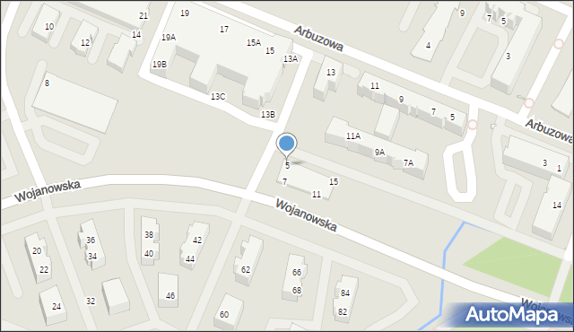 Wrocław, Wojanowska, 5, mapa Wrocławia