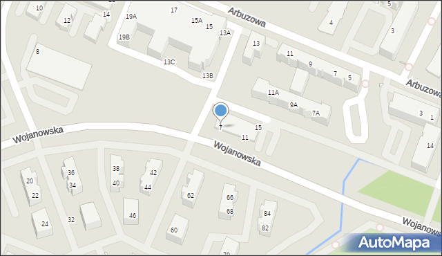 Wrocław, Wojanowska, 7, mapa Wrocławia