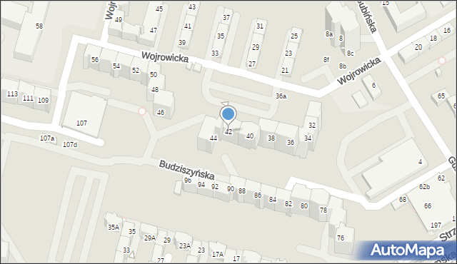 Wrocław, Wojrowicka, 42, mapa Wrocławia