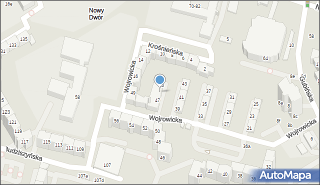 Wrocław, Wojrowicka, 45A, mapa Wrocławia