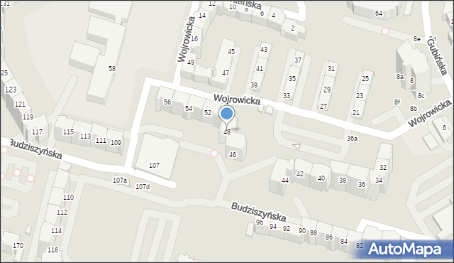 Wrocław, Wojrowicka, 48, mapa Wrocławia