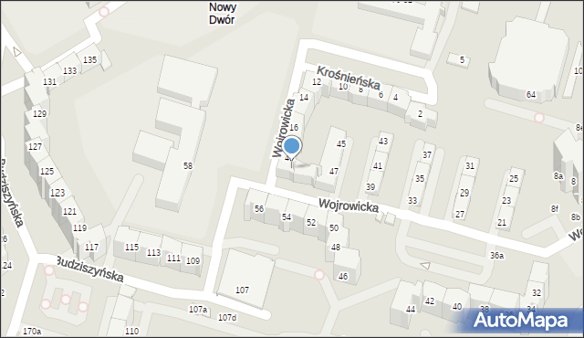 Wrocław, Wojrowicka, 49A, mapa Wrocławia