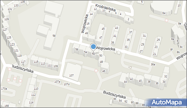 Wrocław, Wojrowicka, 52, mapa Wrocławia